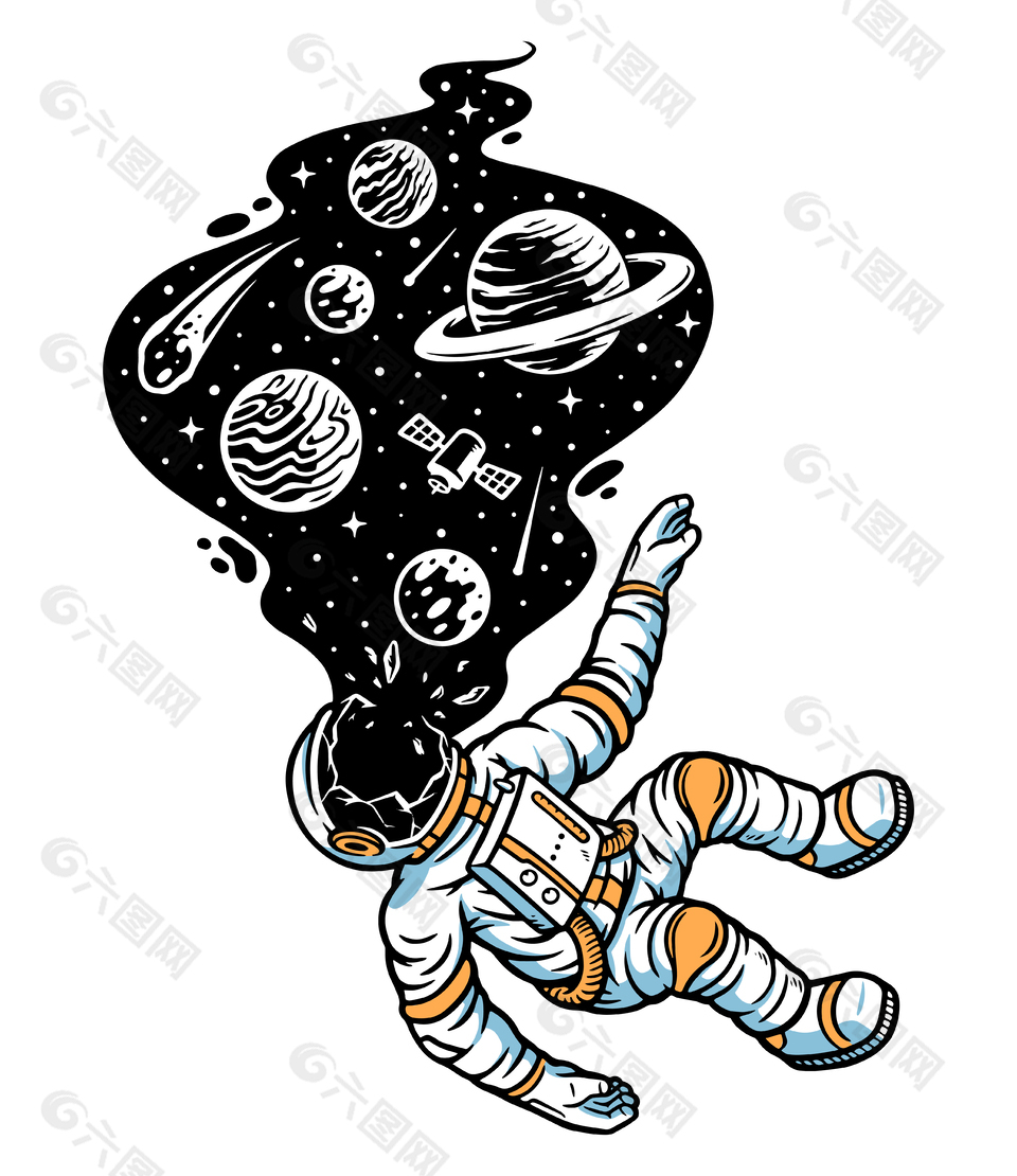星球太空人插画