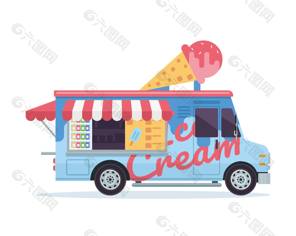 冰淇淋餐车卡通设计