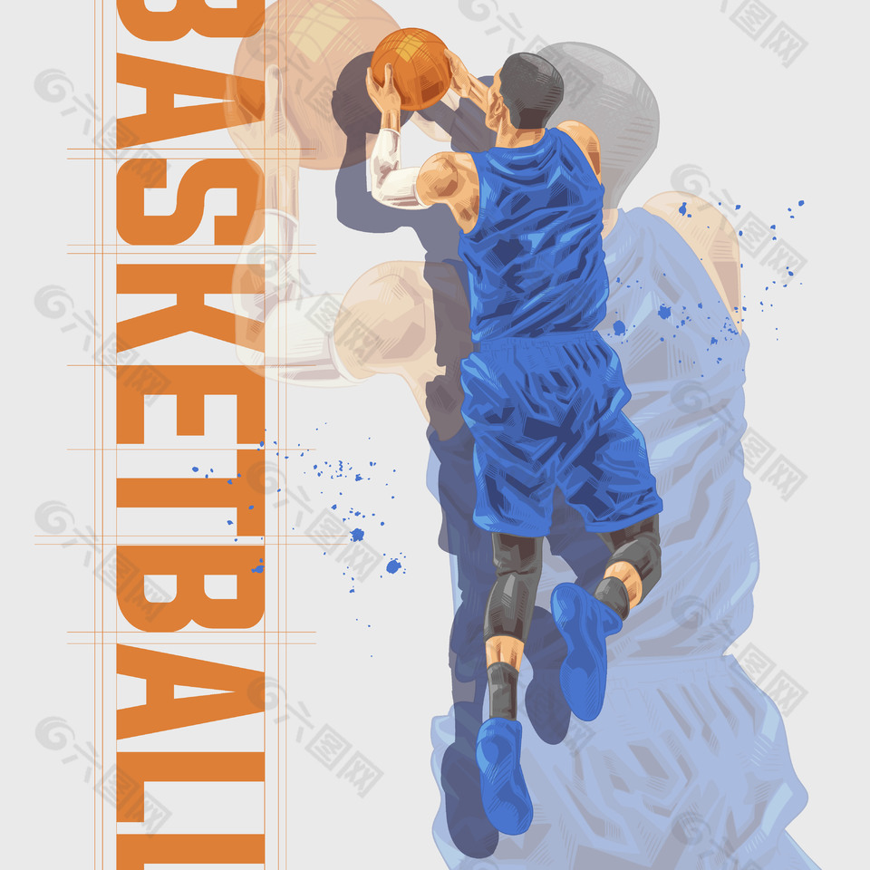 篮球运动扣篮插画