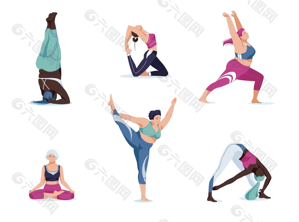 卡通瑜伽健身插画
