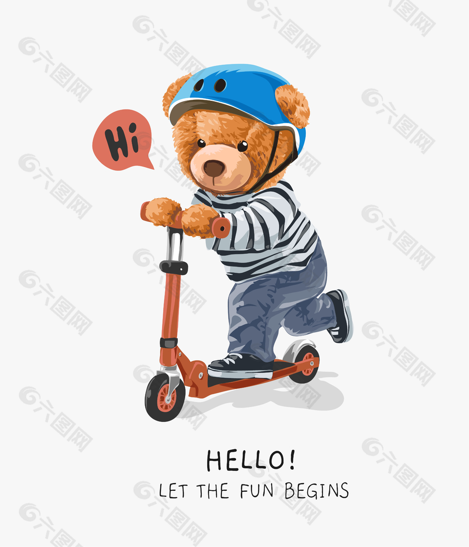 滑板小熊插画