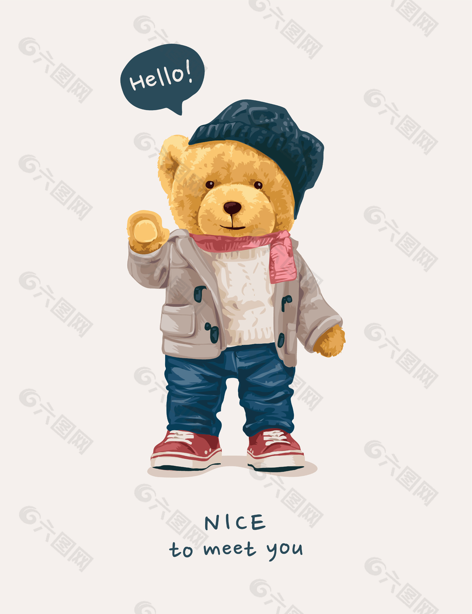 可爱治愈小熊插画