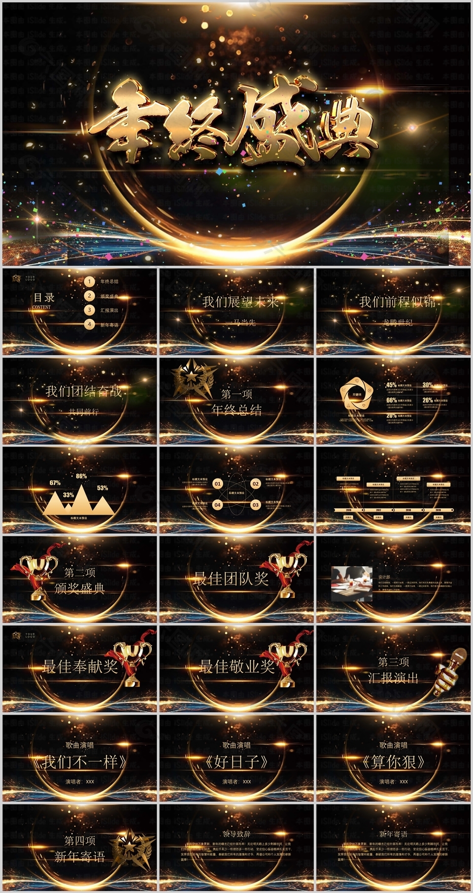 梦幻大气年终盛典表彰大会汇报PPT模板
