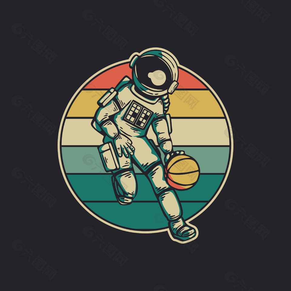 宇航员打篮球插画
