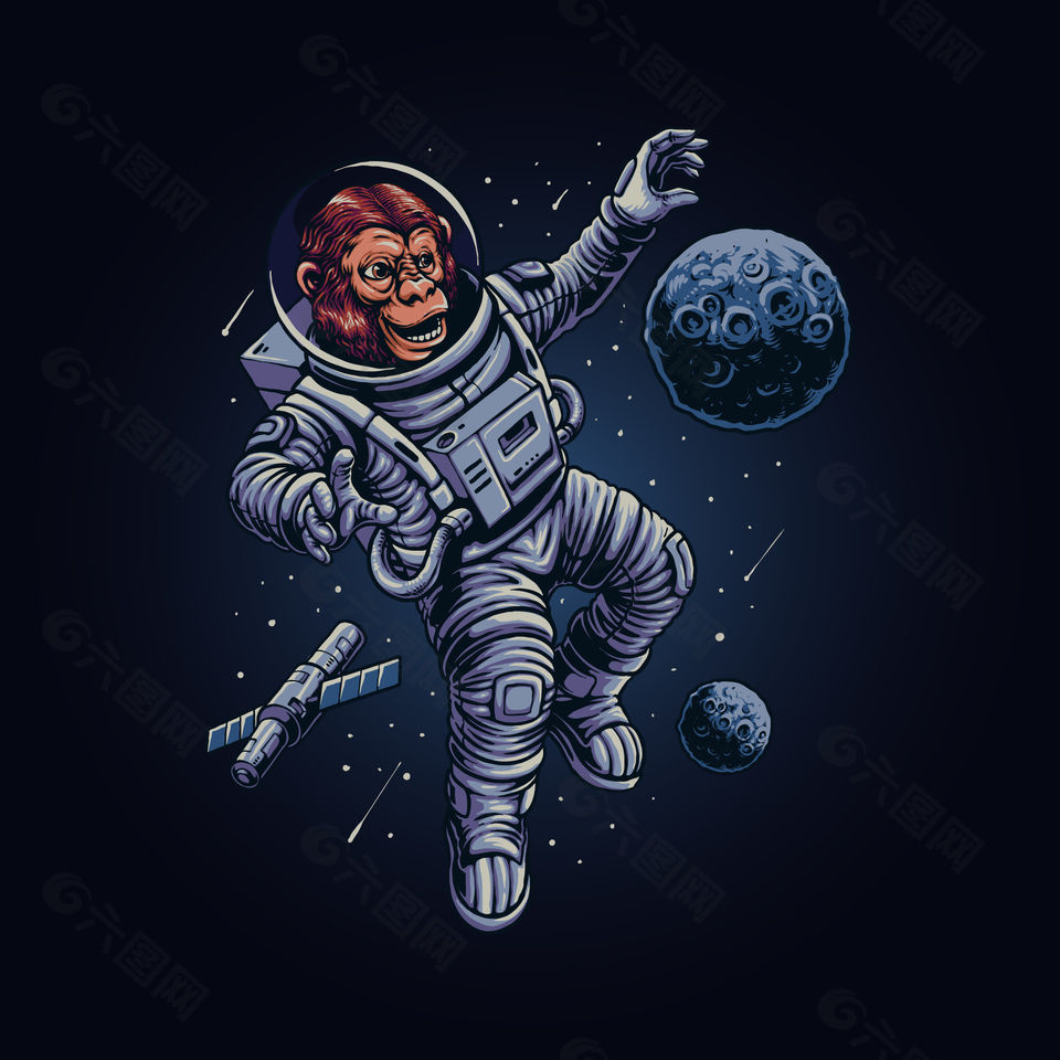 星球创意太空人插画