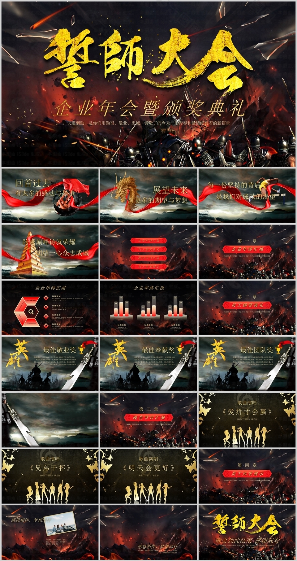 大气誓师大会企业年会颁奖典礼PPT模板