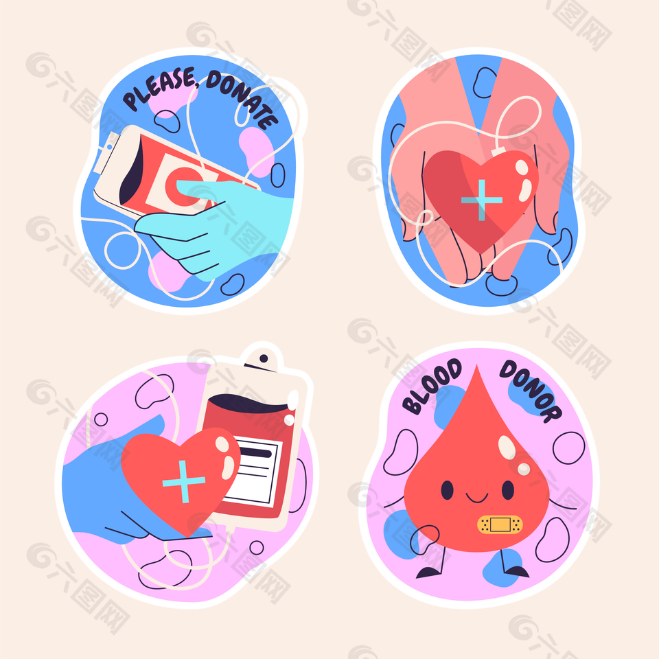 可爱卡通捐血插画