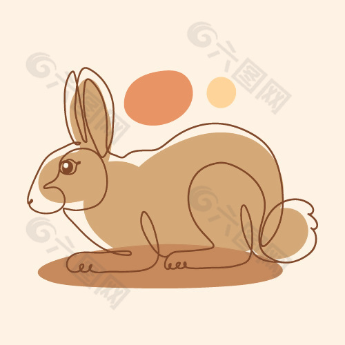 简约线条兔子卡通设计元素