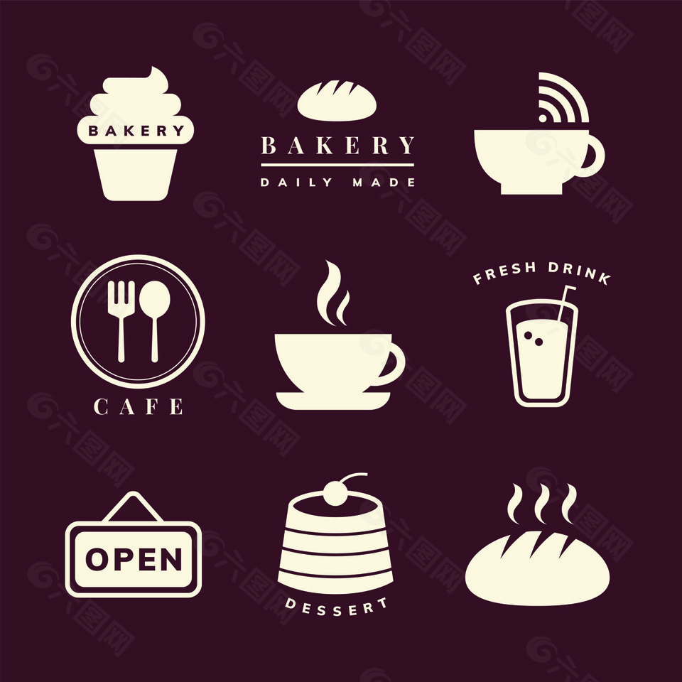 美食咖啡卡通图标
