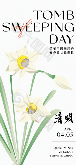 简约淡雅清明传统节日宣传海报