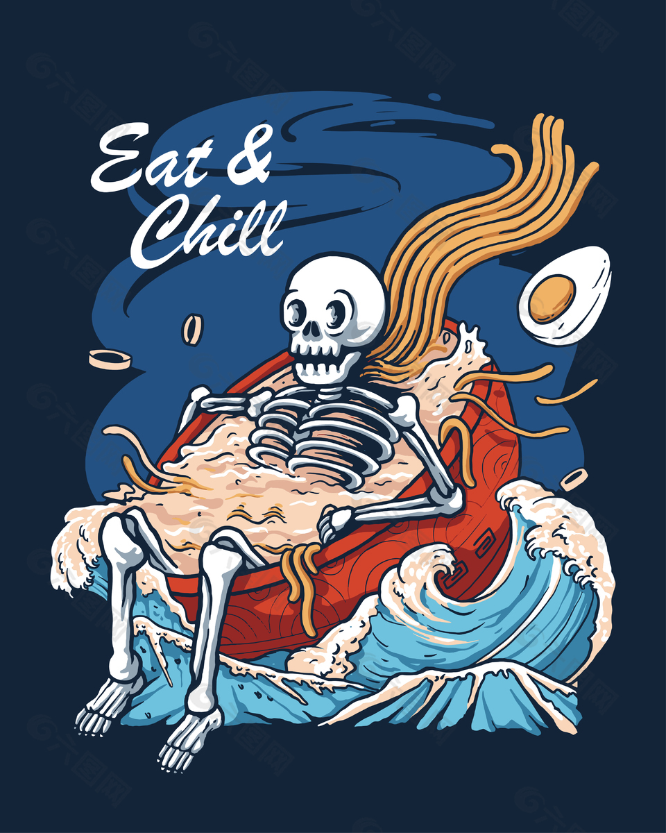 简单拉面料理插画