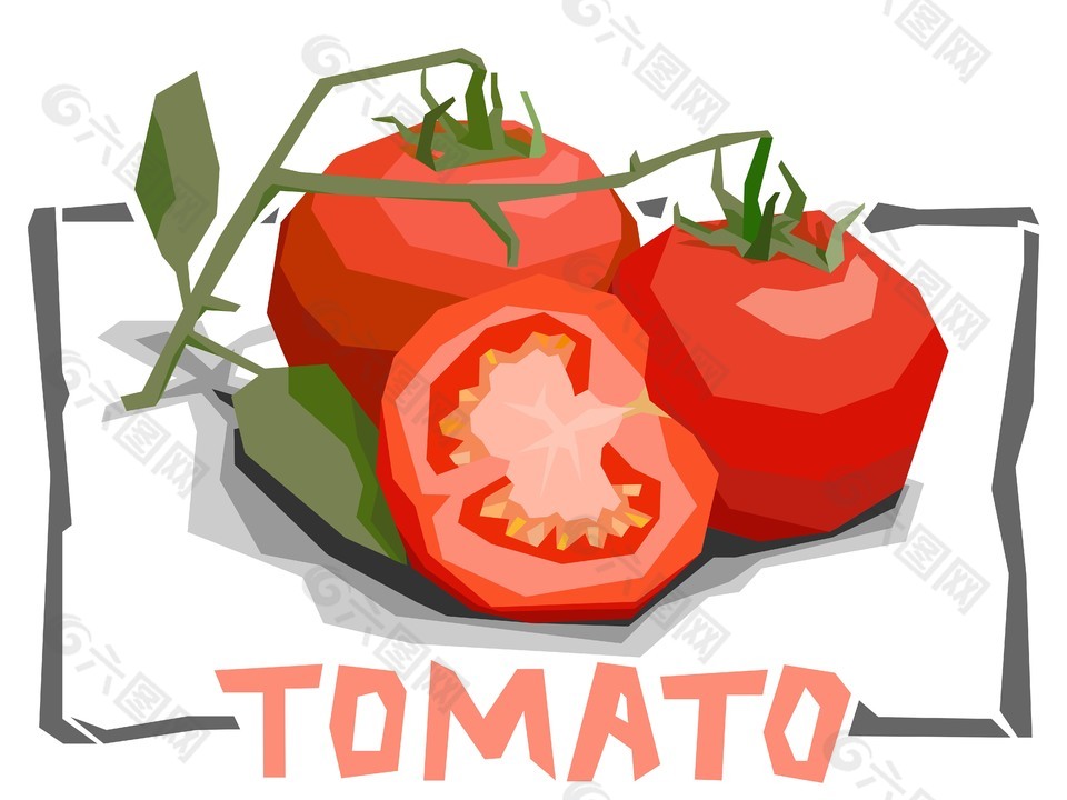 新鲜美味蔬菜插画番茄