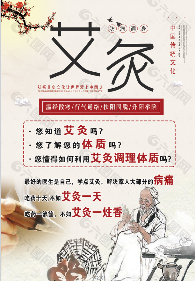 中国传统文化艾灸李时珍海报