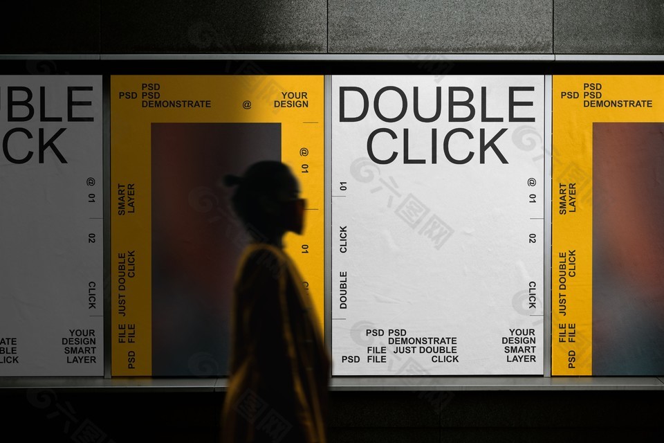 室外墙体灯箱广告样机效果设计