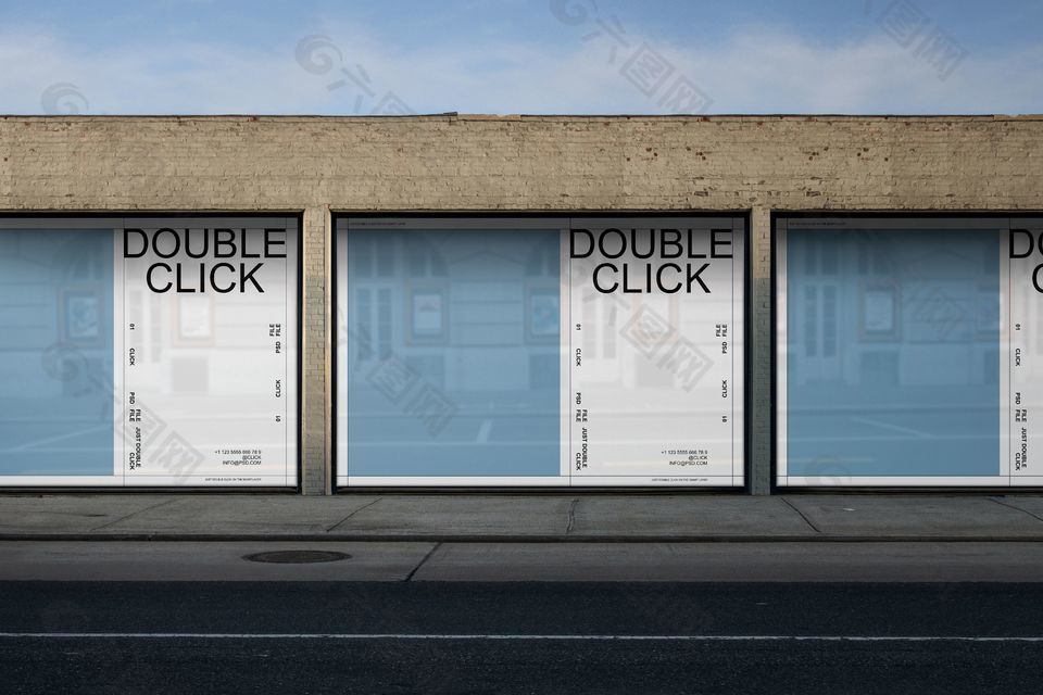 户外墙体广告牌海报样机宣传效果图