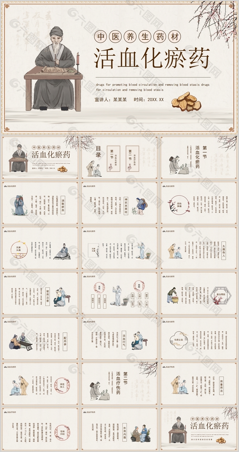 国风中医养生药材活血化瘀药介绍PPT