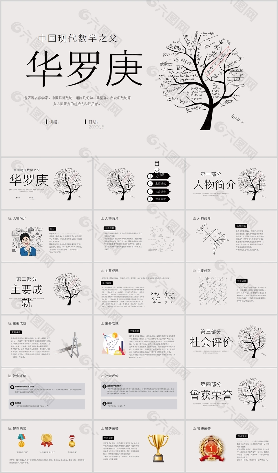 简约中国现代数学之父华罗庚人物介绍PPT