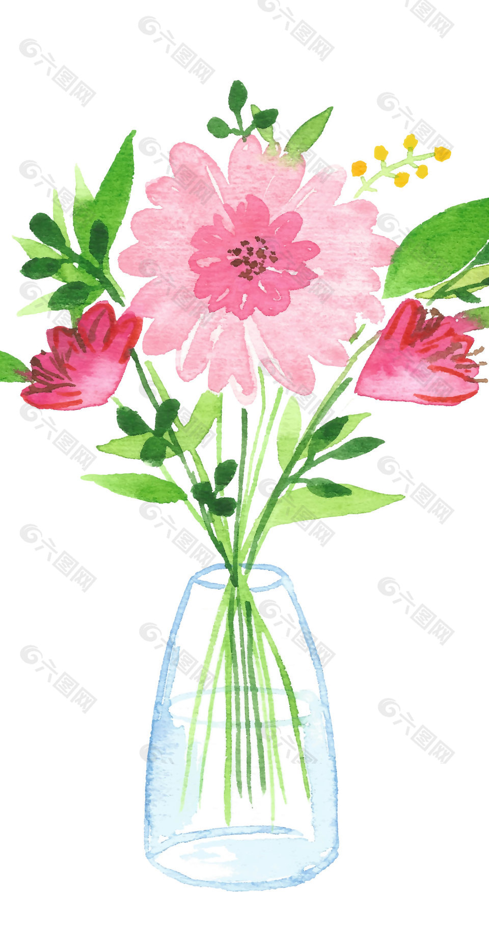 简单鲜花插瓶插画