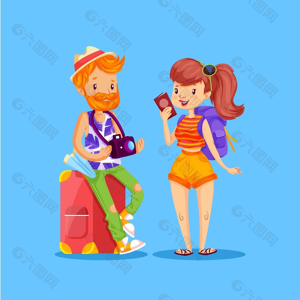 度假旅游旅拍元素插画