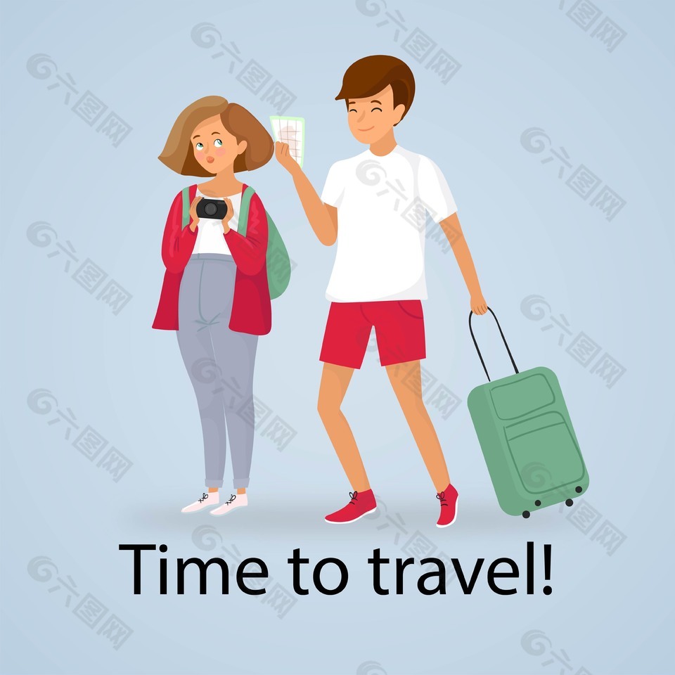 外出度假旅游人物插画