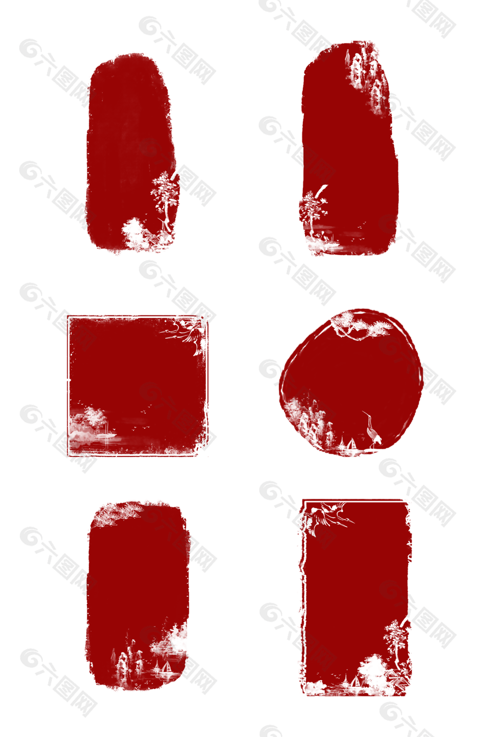简约古典国风传统红色不规则印章设计