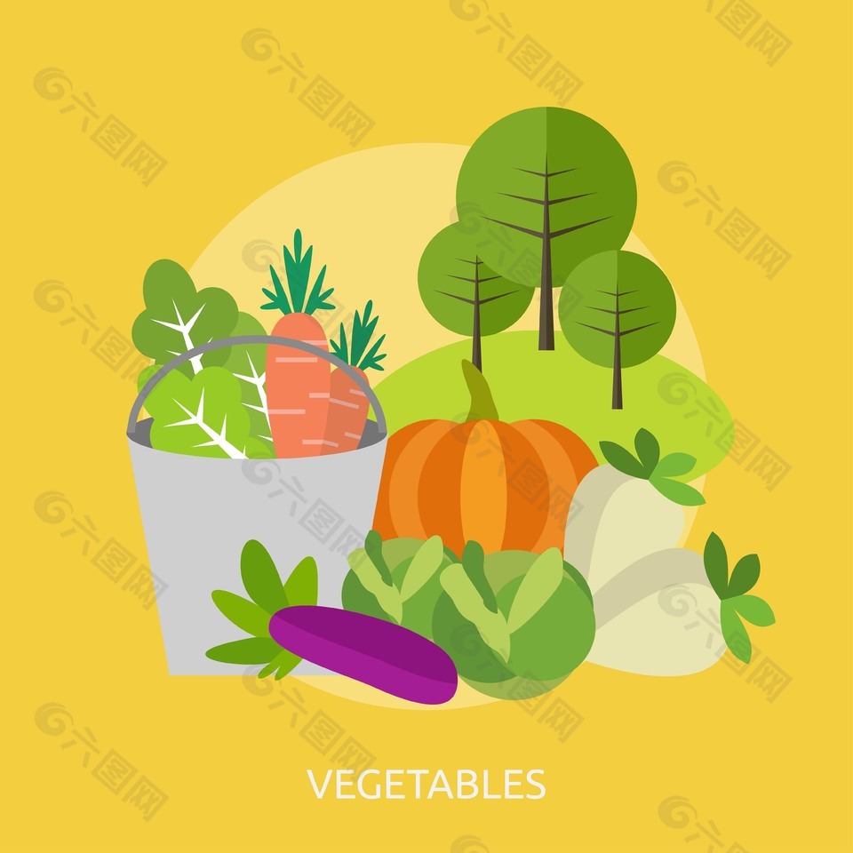 绿色健康有机蔬菜种植插画