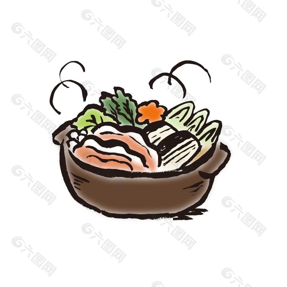 日料寿喜锅插画