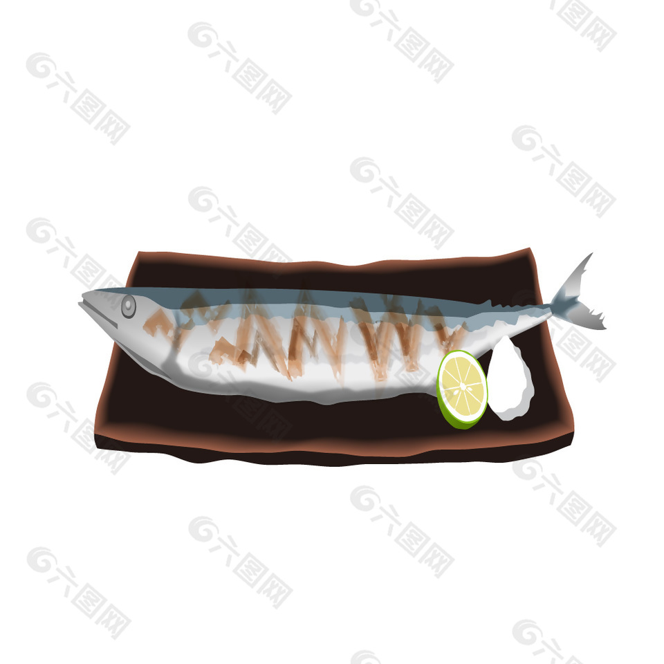 日式秋刀鱼插画