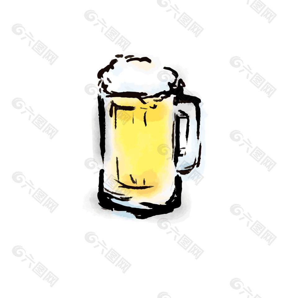 日式简约啤酒插画