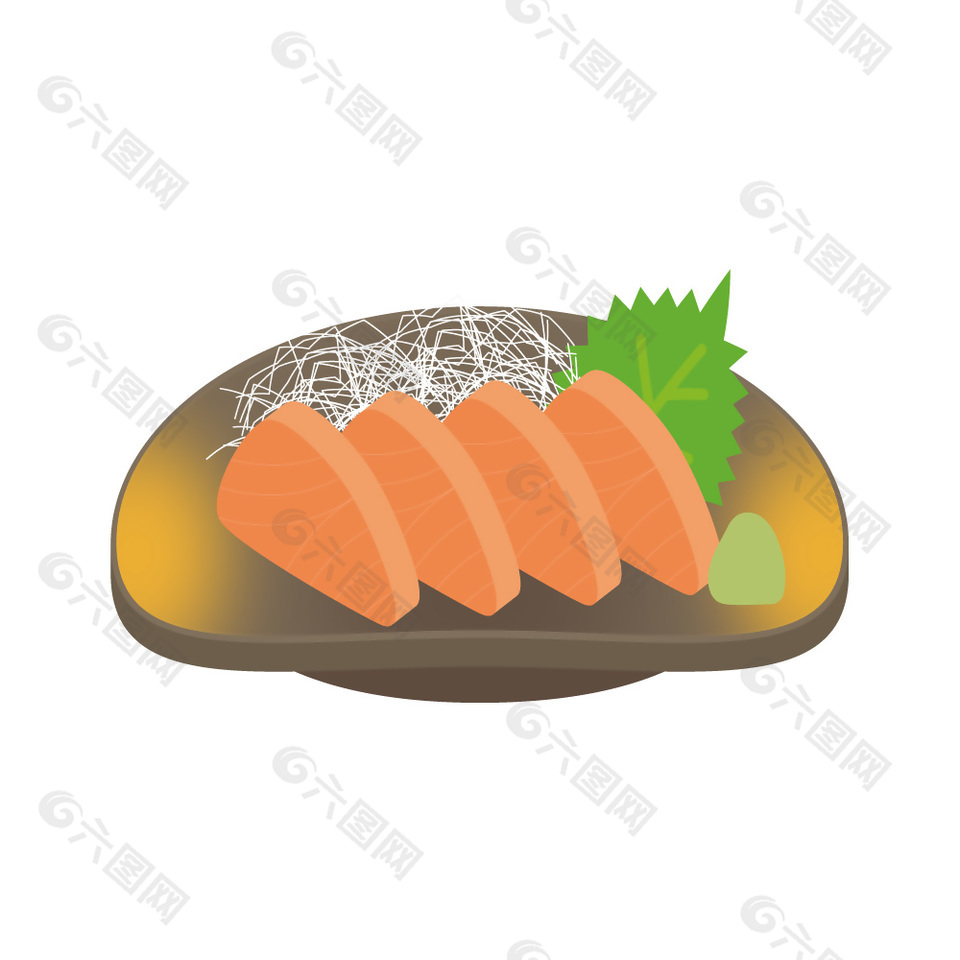 新鲜三文鱼刺身插画