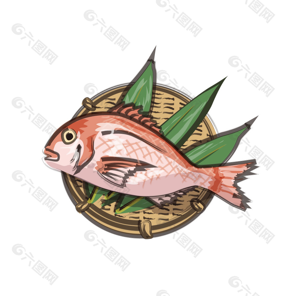 日式鲷鱼料理插画