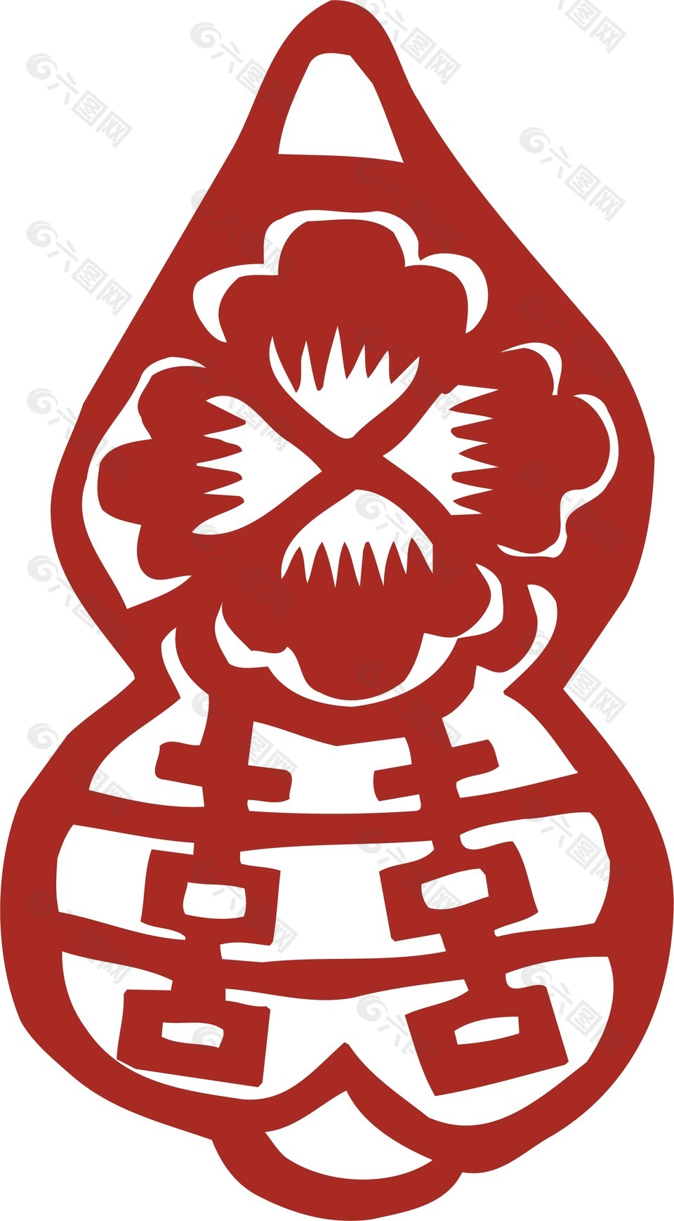 创意葫芦造型红双喜剪纸