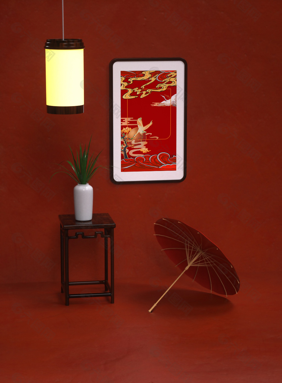 古典中国红创意样机图设计