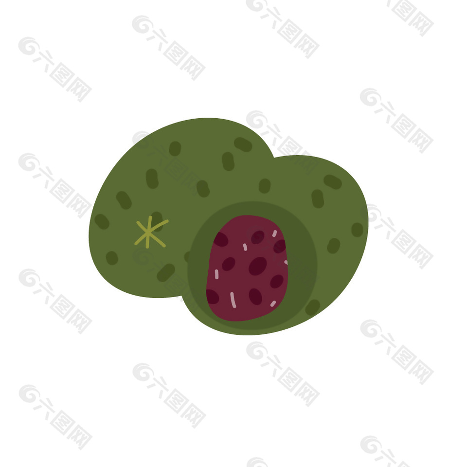 艾草红豆团子插画