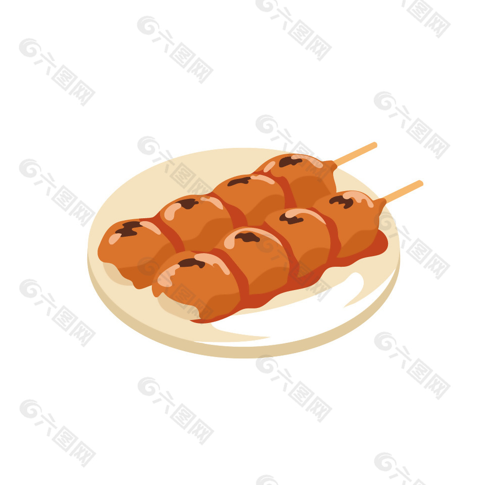 美味蜂蜜糯米丸子插画