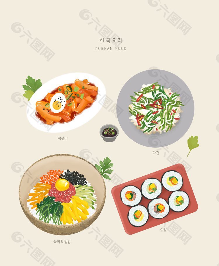 特色韩式料理插画