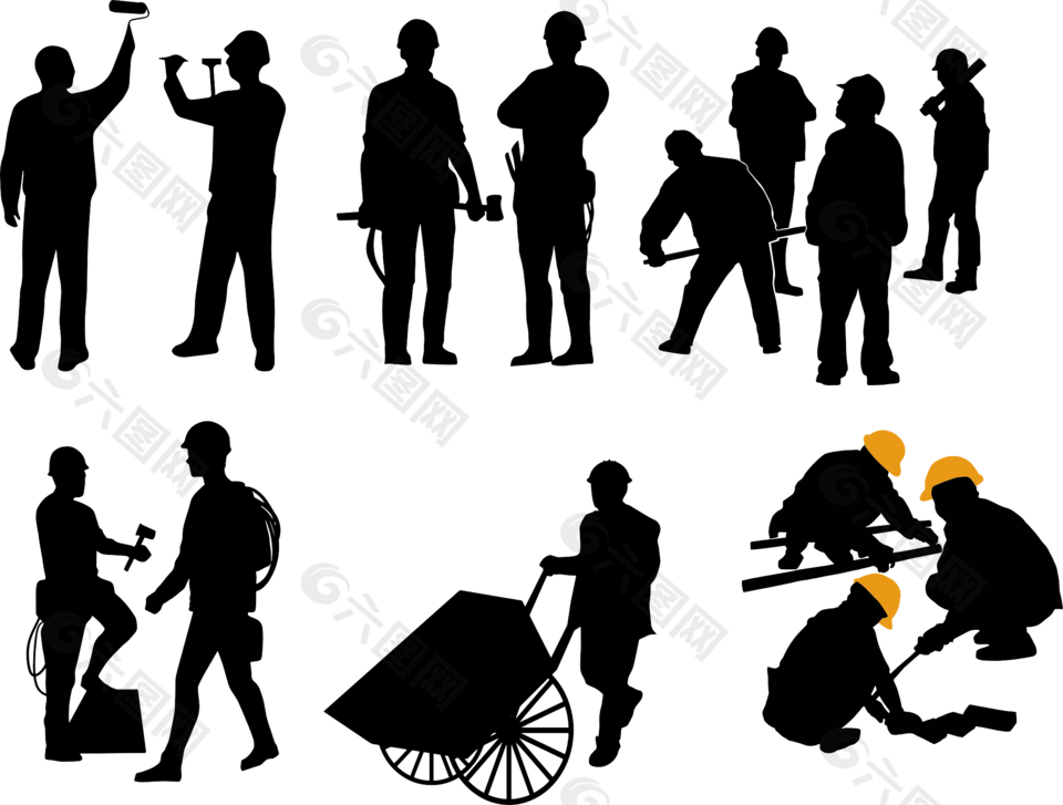 工人人物剪影矢量素材