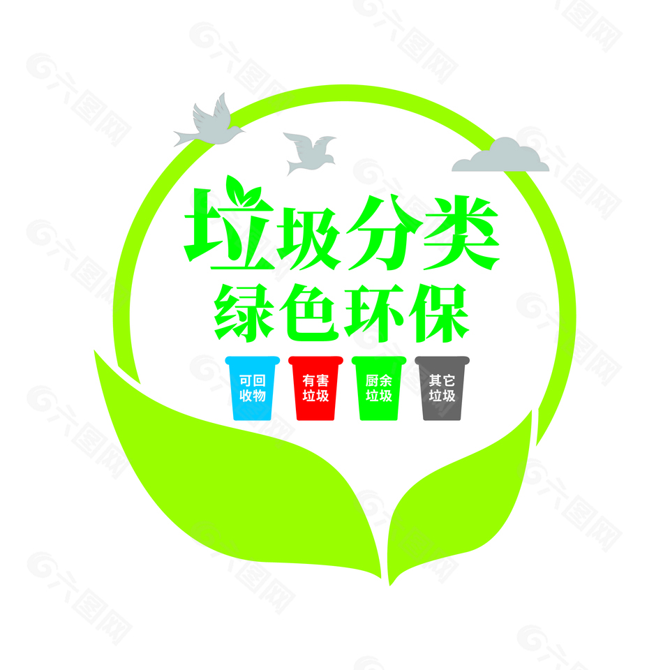 垃圾分类绿色环保图标素材