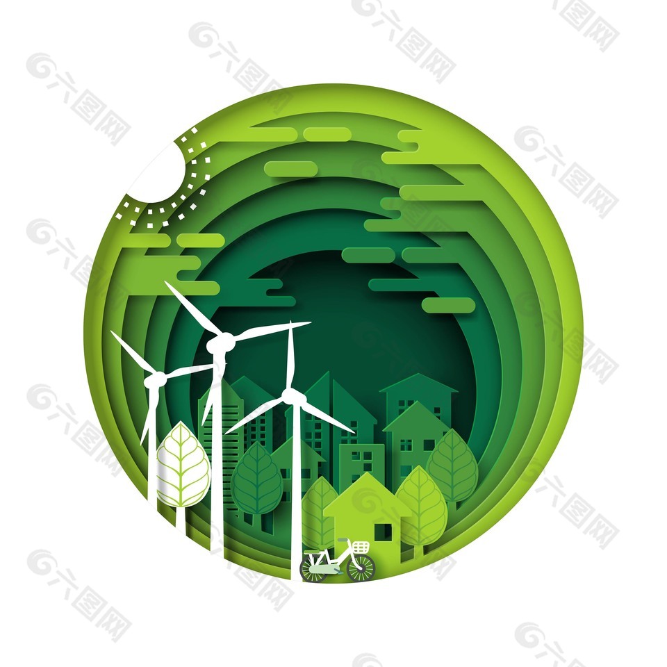 绿色地球生态环保剪纸