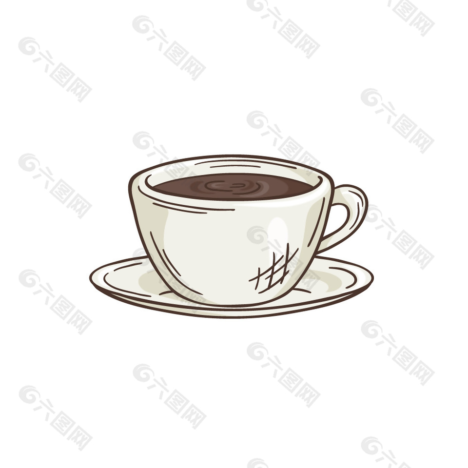 澳白咖啡饮品插画