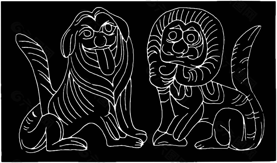 中国传统吉祥纹样石狮子