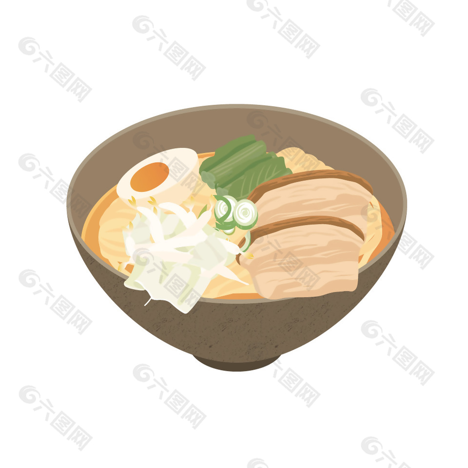 日式骨汤拉面插画