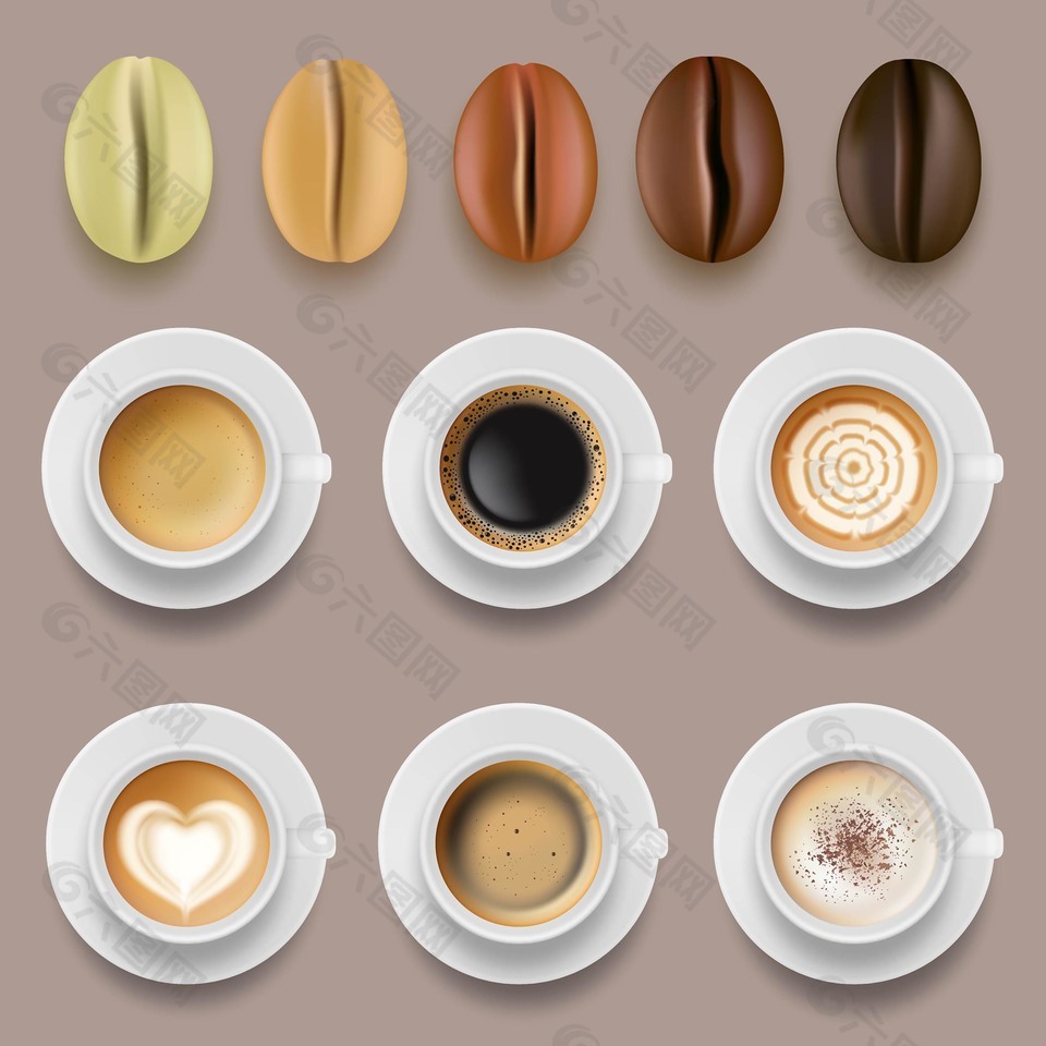 咖啡豆研磨咖啡系列插画