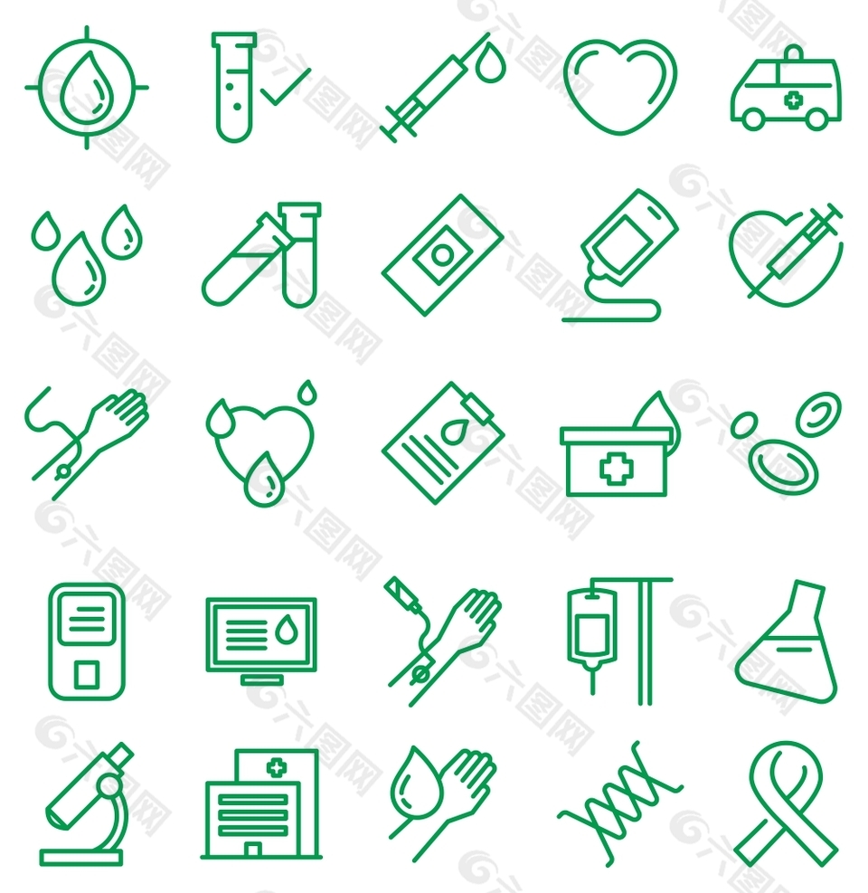绿色清新医疗小图标矢量图