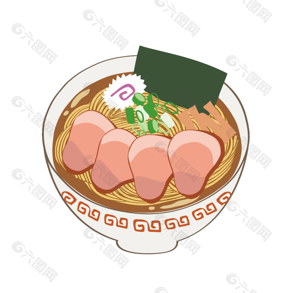 日本叉烧肉拉面插画