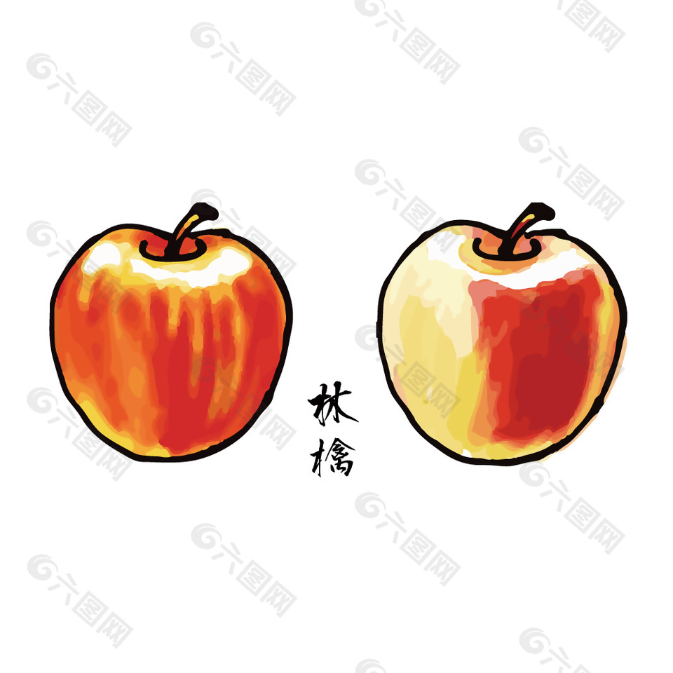 卡通苹果水果插画