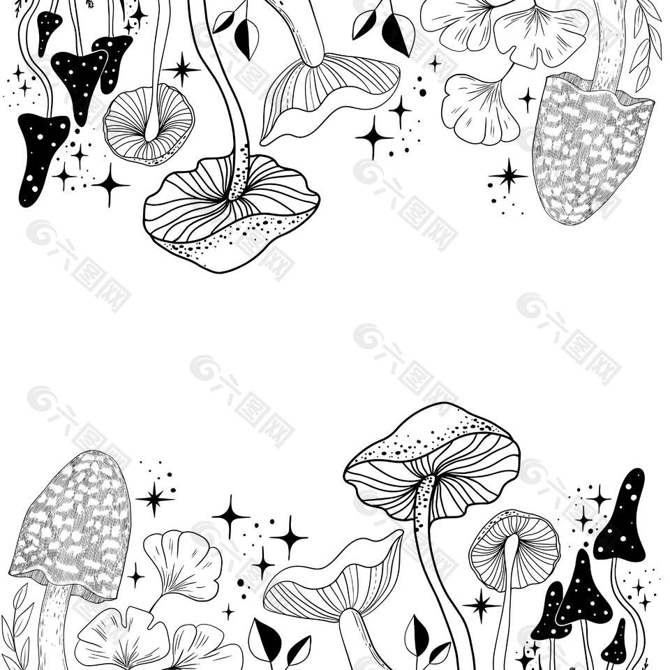 蘑菇背景边框图案