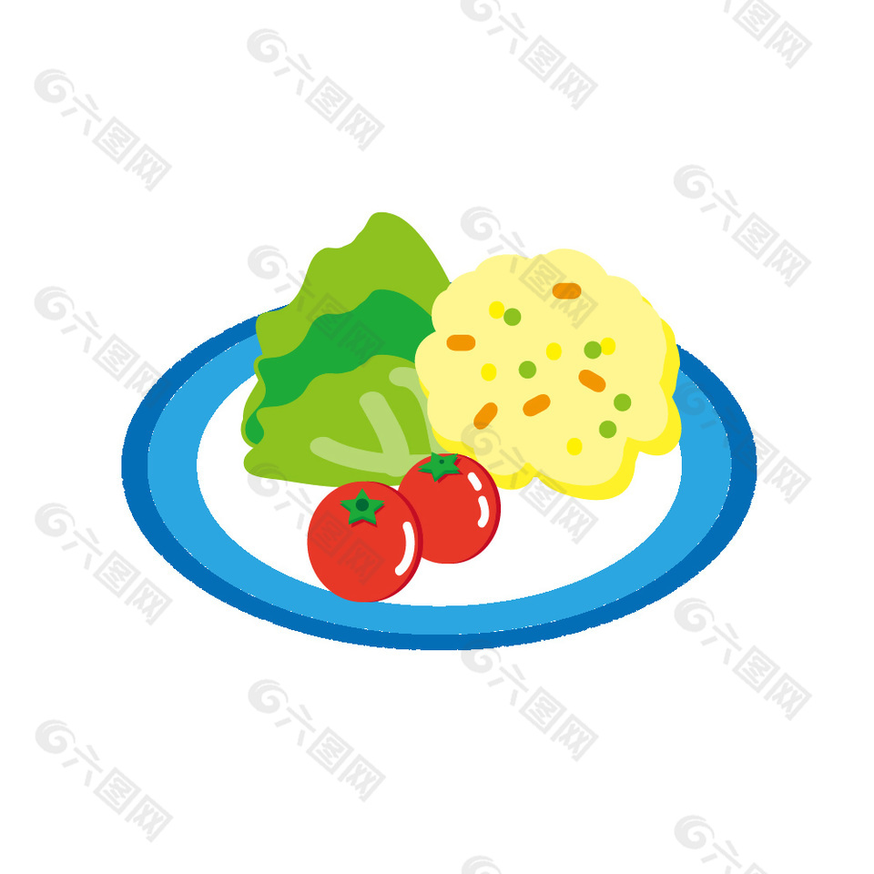 蔬菜煎蛋美食插画