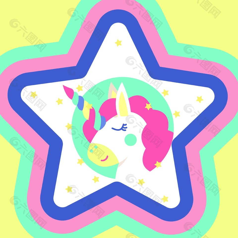 可爱时尚独角兽背景插画
