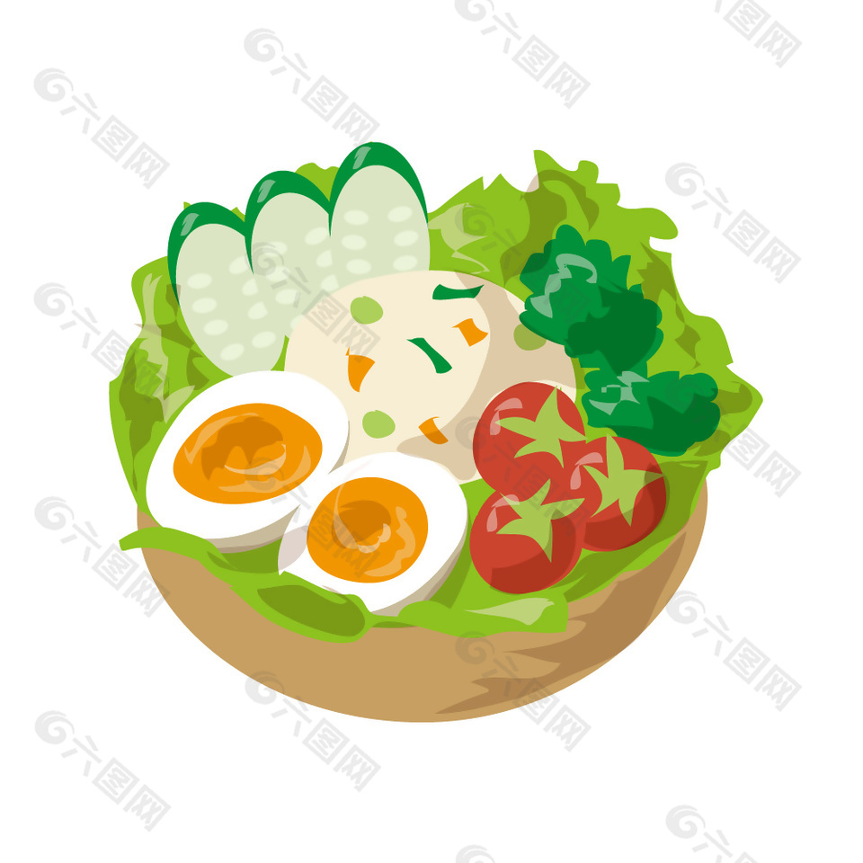 蔬菜沙拉早餐插画